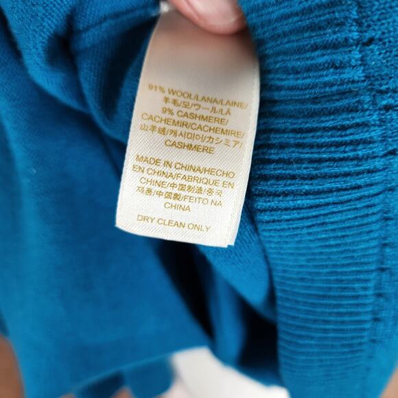 Kate Spade Arianna Sweater Womens Size Large Teal Wool Cashmere Blend 3/4 Sleeve - Picture 8 of 10